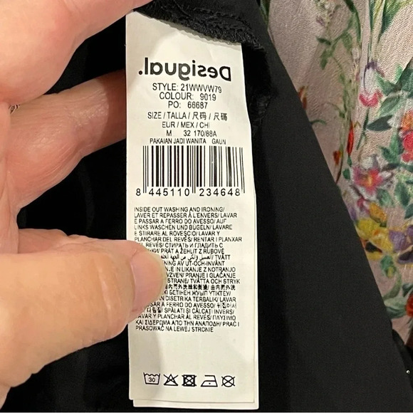 Desigual Chiffon Patchwork Babydoll Mini Dress Womens Size Medium - Picture 4 of 5